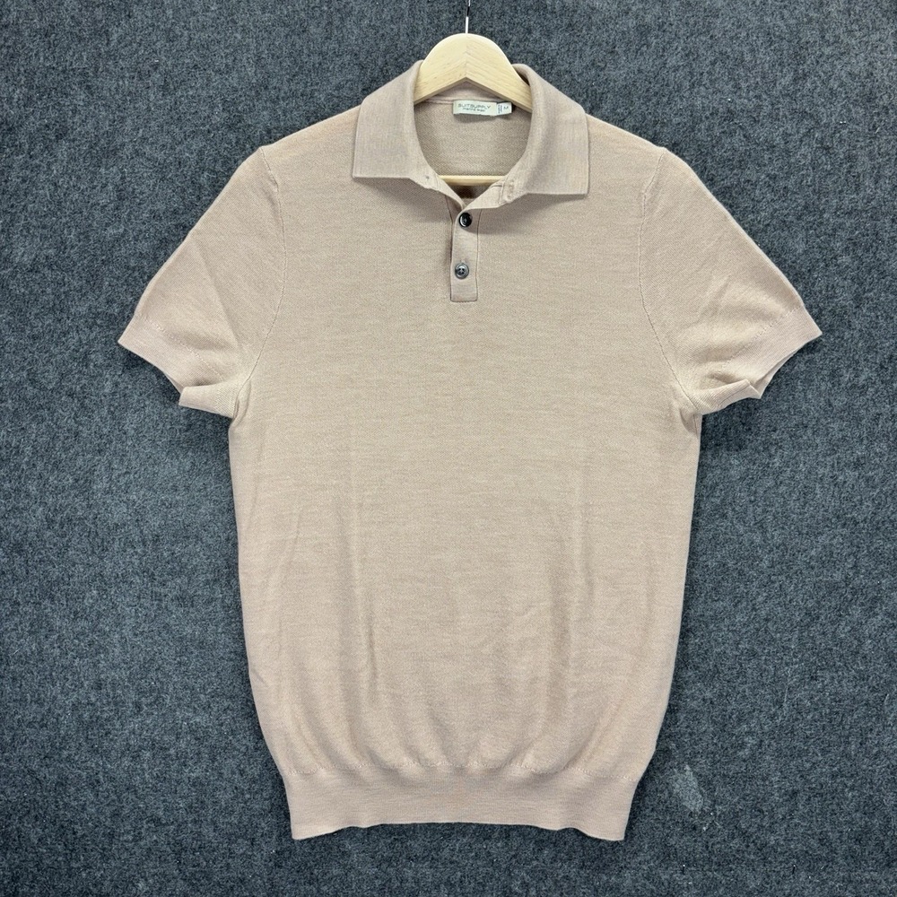 Suitsupply Merino Polo Shirt Mens Medium Peach Short Sleeve Luxe Knit